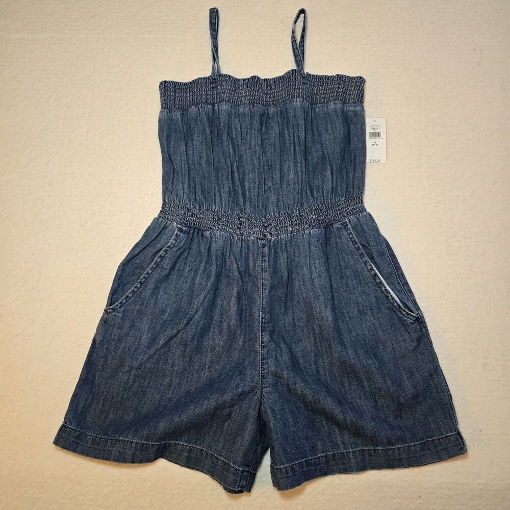 GAP Kids Girls NEW Size Small 6-7 Chambray Strappy Romper NWT
